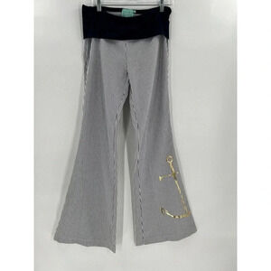 Judith March LARGE NAVY White Striped Seersucker Pants LARGE NEW WITHOUT TAGS